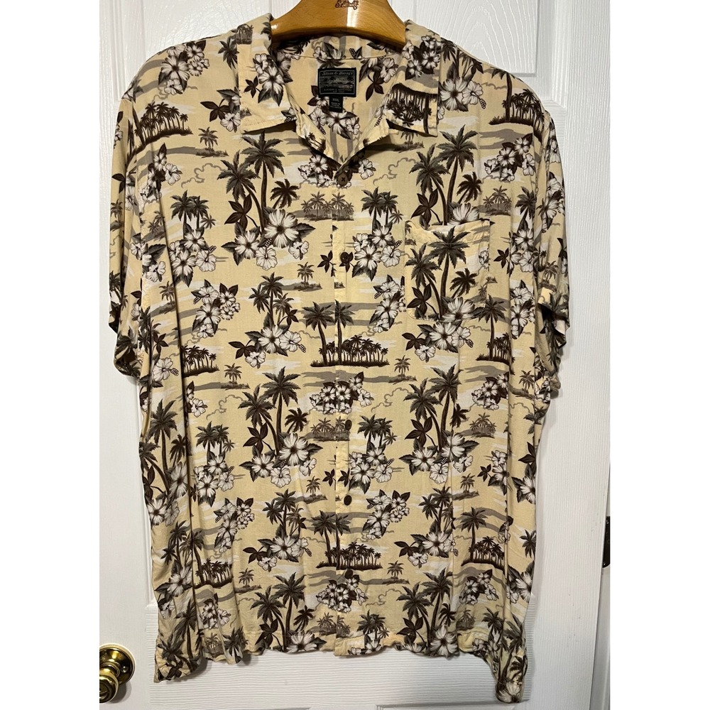 Steve & Barry's Hawaiian Shirt XXXL Palm Tree‎ Floral Rayon Beach Vacation